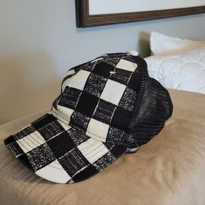 4/$15 SALE Black and White Checkered Cap Trucker Ball cap